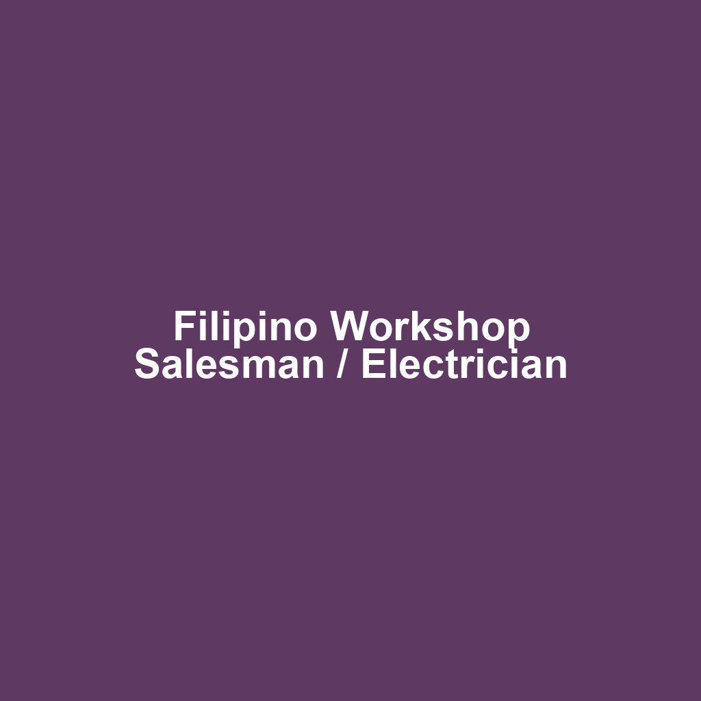 Filipino Workshop Salesman / Electrician