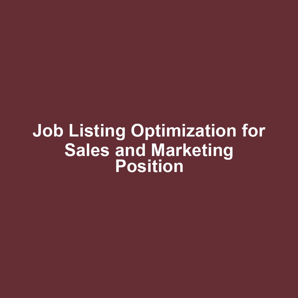Job Listing Optimization for Sales and Marketing Position
