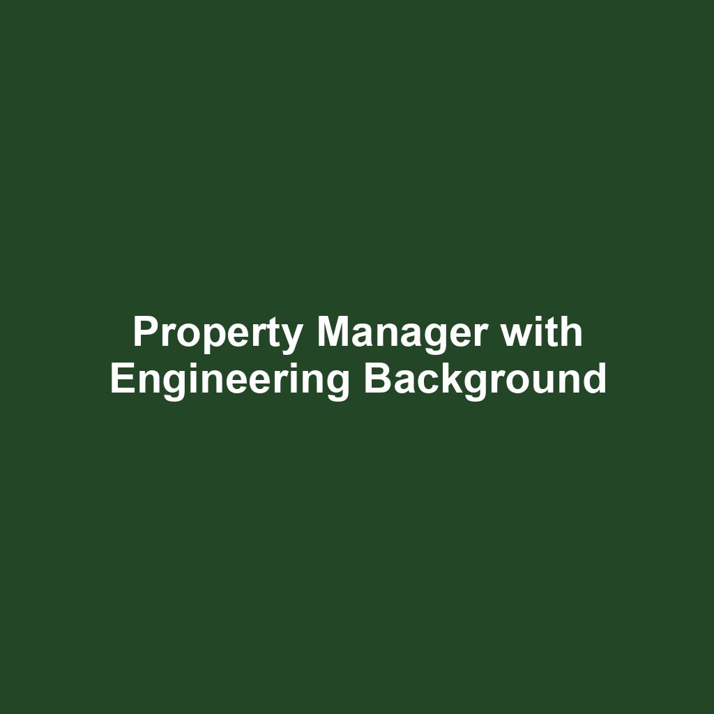 Property Manager with Engineering Background